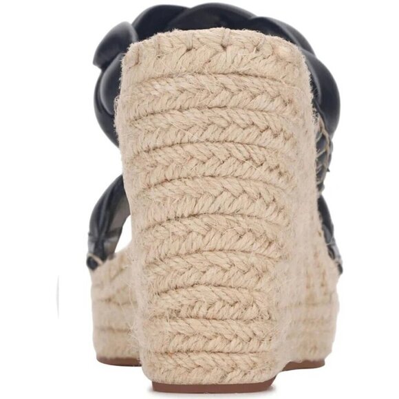 NWT NIB Kenneth Cole Olivia Braid Braided Open Toe Wedge Sandals Black Size 8.5 - Picture 3 of 7